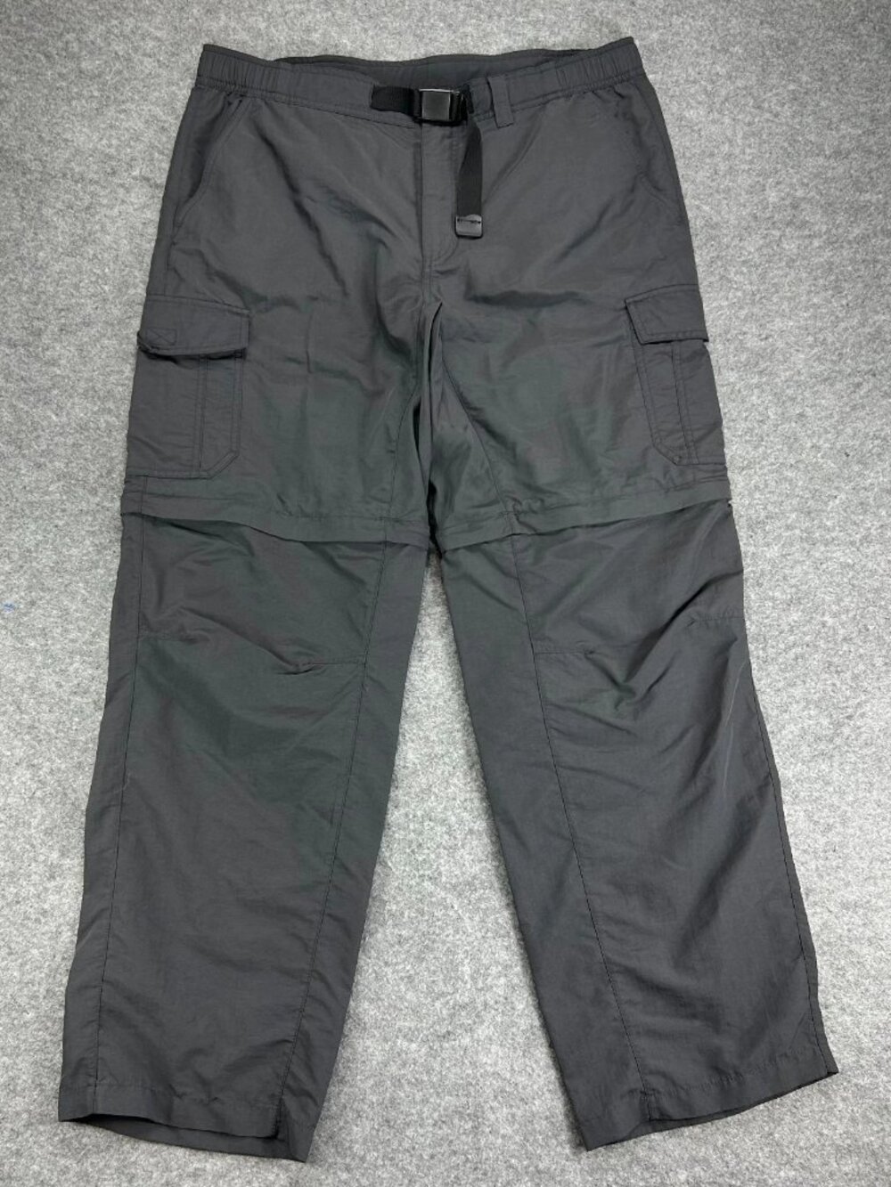 Eddie Bauer Convertible Hiking Performance Pants Mens‎ XLx32 Gray Belted Outdoor